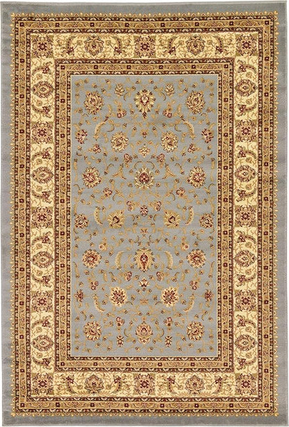Unique Loom Voyage Collection Traditional Oriental Classic Intricate Design Area Rug (6' 0 x 9' 0 Rectangular, Light Blue/Gold)