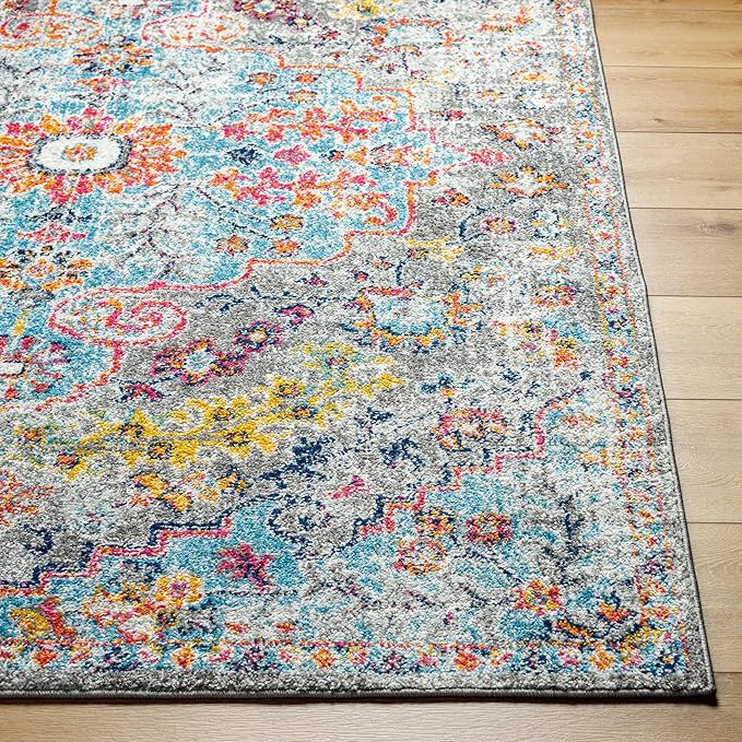 Livabliss Area Rugs - 5x7 Odelia Vintage Boho Beige Mustard Gray Area Rug for Living Room Bedroom - Floral Medallion Stain Resistant Carpet for Kitchen, Nursery, Office (5'3" x 7'3")