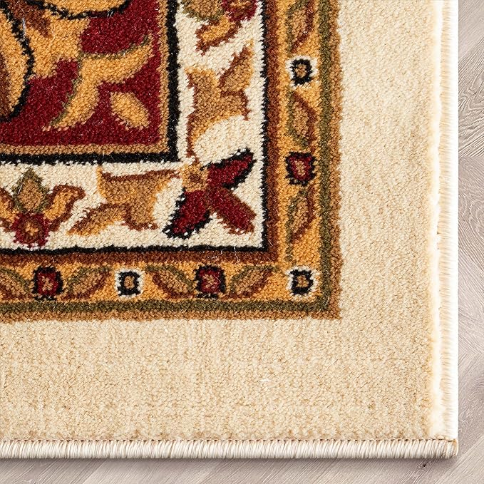Well Woven Barclay Collection Medallion Kashan Ivory 6x9 Area Rug - for Living Room, Bedroom, and Dining Room