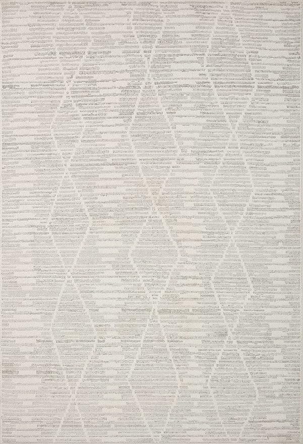 Loloi Kamala Collection KAM-02 Ivory/Silver 5'-3" x 7'-9" Area Rug