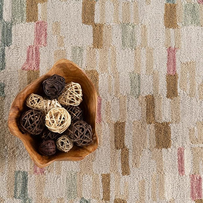Dash & Albert Ashmore Multi Hand Micro Hooked Wool Rug, 5 X 8 Feet, Multicolored Geometric Pattern