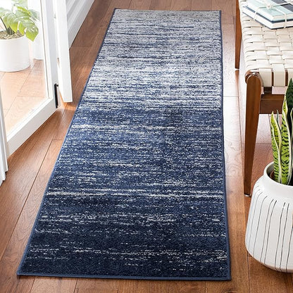 SAFAVIEH Adirondack Collection Runner Rug - 2'6" x 22', Navy & Grey, Modern Ombre Design, Non Shedding & Easy to Clean, Ideal for Hallway, Foyer, Kitchen, Entryway, Bedroom (ADR113E)