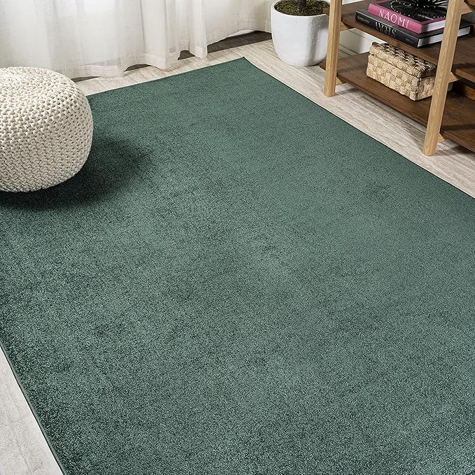 Eyely UES100L-9 Supersoft Haze Solid Low-Pile Indoor Area Rug Casual;Contemporary;Solid;Traditional, Bedroom, Kitchen, Living Room, Easy-Cleaning, Non-Shedding, 9 X 12, Emerald