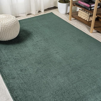 Eyely UES100L-4 Supersoft Haze Solid Low-Pile Indoor Area Rug Casual;Contemporary;Solid;Traditional, Bedroom, Kitchen, Living Room, Easy-Cleaning, Non-Shedding, 4 X 6, Emerald