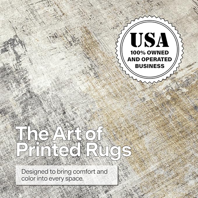 ReaLife Rugs Machine Washable Area Rug - Living Room Bedroom Bathroom Kitchen Entryway Office - Padded Low Pile Stain Resistant Premium - Modern Abstract Contemporary - Quinn - Beige 6' x 8'