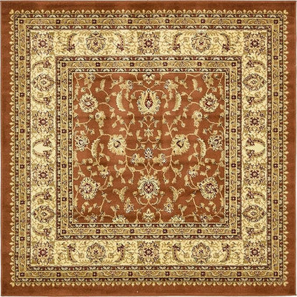 Unique Loom Voyage Collection Traditional Oriental Classic Intricate Design Area Rug (6' 0 x 6' 0 Square, Terracotta/Ivory)