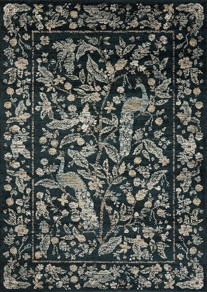 Loloi Rifle Paper Co. Laurel Collection LAU-05 Navy/Multi 2'-8" x 10' Runner Rug