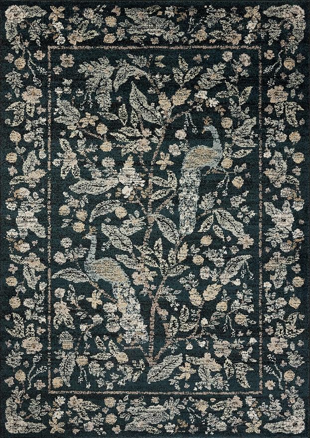 Loloi Rifle Paper Co. Laurel Collection LAU-05 Navy/Multi 3'-11" x 5'-7" Accent Rug