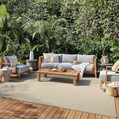 Nourison Home Courtyard Jute Ivory 8' x 10' Area Rug - Easy Clean, Non Shedding, Bed Room, Living Room, Dining Room, Kitchen (8' x 10')