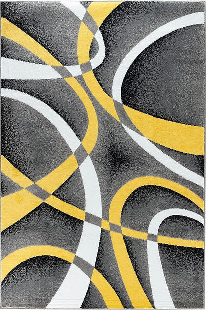 GLORY RUGS Area Rug Modern 5x7 Yellow Soft Contemporary Floor Carpet for Indoor Living Dining Room and Bedroom Area