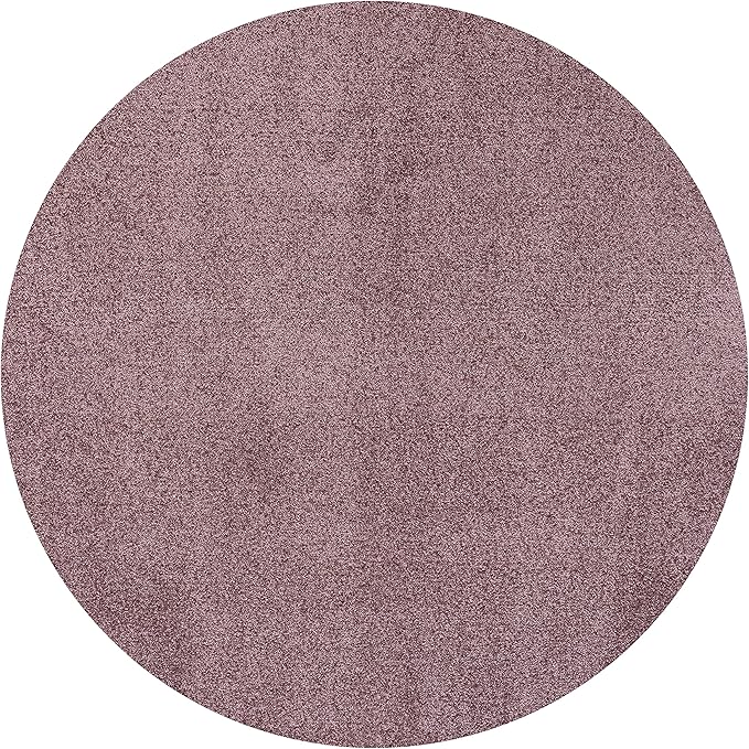 Eyely UES100R-5R Supersoft Haze Solid Low-Pile Indoor Area Rug Casual;Contemporary;Solid;Traditional, Bedroom, Kitchen, Living Room, Easy-Cleaning, Non-Shedding, 5' Round, Light Purple