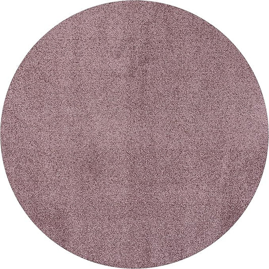 Eyely UES100R-5R Supersoft Haze Solid Low-Pile Indoor Area Rug Casual;Contemporary;Solid;Traditional, Bedroom, Kitchen, Living Room, Easy-Cleaning, Non-Shedding, 5' Round, Light Purple