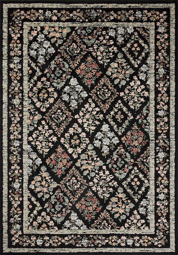 Loloi Rifle Paper Co. Laurel Collection LAU-04 Black/Multi 2'-8" x 8' Runner Rug