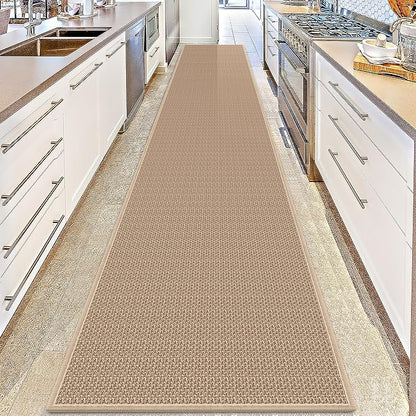 GOYLSER 18ft Jute Hallway Rug Runner Non Slip, Front Door Runner Indoor Entrance, Bottom Rubber Backed Waterproof Laundry Mat, Khaki