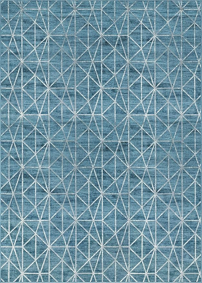 Rugs.com Lattice Trellis Collection Rug – 10' x 14' Blue Low-Pile Rug Perfect for Living Rooms, Large Dining Rooms, Open Floorplans