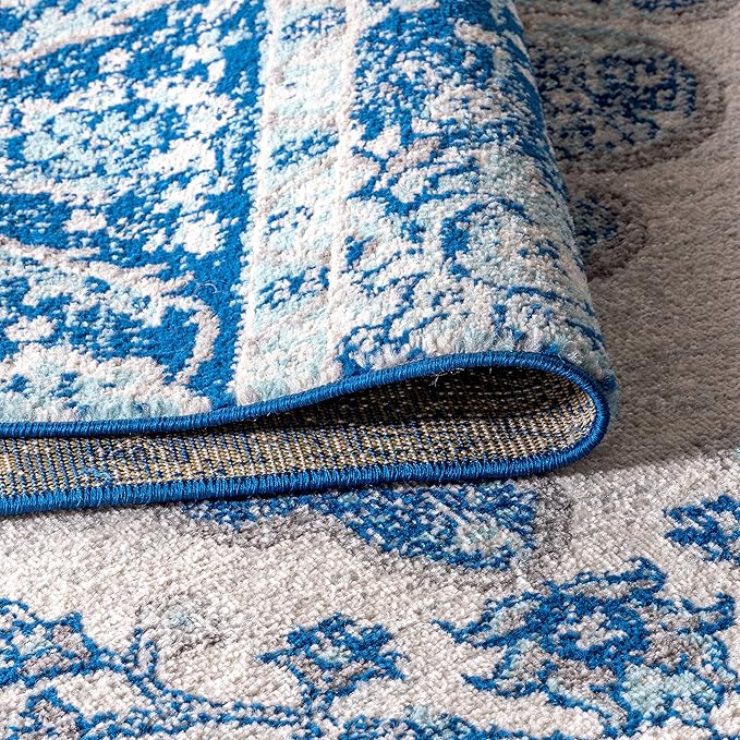 JONATHAN Y Boho Vintage Cream/Blue Indoor Area Rug, 3x5, Bohemian Flair Medallion, Floral Easy-Cleaning High Traffic for Living Room, Bedroom, Kitchen, Pet-Friendly, Non-Shedding (BMF106B-3)