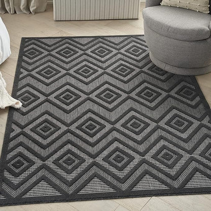 Nourison Home Versatile Charcoal Black 4' x 6' Area Rug - Easy Clean, Non Shedding, Bed Room, Living Room, Dining Room, Kitchen (4' x 6')
