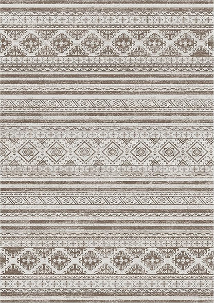 RUGSURE Washable Area Rugs 8' x 10' - 1/6 Thick - Moroccan-Inspired -Stain & Water Resistant Non-Slip - Resistant Rug for Living Room, Bedroom, Nursery, Pet & Child Friendly (Brown)