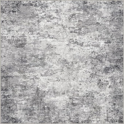 Square Area Rugs : Washable 8x8 Neutral Modern Abstract Carpet for Living Room Bedroom - Soft Floor Mat with Non Slip Backing for Kitchen Nursery Dorms Farmhouse Home Decor - Grey