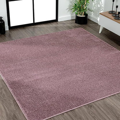 Eyely UES100R-6SQ Supersoft Haze Solid Low-Pile Indoor Area Rug, Coastal, Bohemian, Minimalist, Classic, Casual for Bedroom,Kitchen,Living Room,Non Shedding,Easy-Washing, Purple, 6' Square