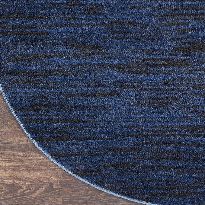 Nourison Home Nourison Essentials Midnight Blue 4' x Round Area Rug - Easy Clean, Non Shedding, Bed Room, Living Room, Dining Room, Kitchen (4' x Round)