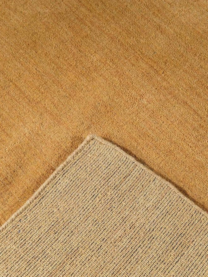 Hand Knotted Loom Wool ECO-Friendly Area Rugs - 6'x6', Square, Gold Color, Solid Plain Design, High Pile Thick Handmade Anti Skid Area Rugs for Living Room, Bed Room (L00111)
