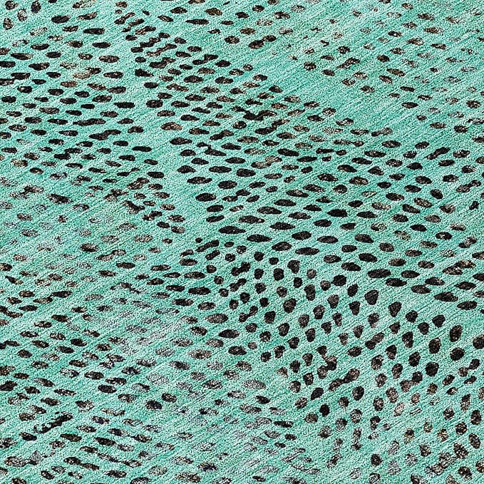 Addison Rugs Chantille ACN591 Teal 2'3" x 7'6" Indoor Outdoor Hallway Runner Rug, Stain Resistant Washable Kitchen Area Carpet for Bathroom, Laundry and Bedroom Rug