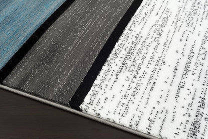 Rugshop Modern Geometric Boxes Blue Area Rug, Non-Shedding Carpet for Living Room, Bedroom, or Open Space, 7'10" x 10'2"