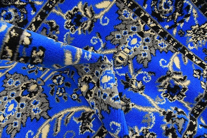 Unique Loom Sialk Hill Collection Area Rug - Washington (2' 7" x 10' Runner Dark Blue/Black)