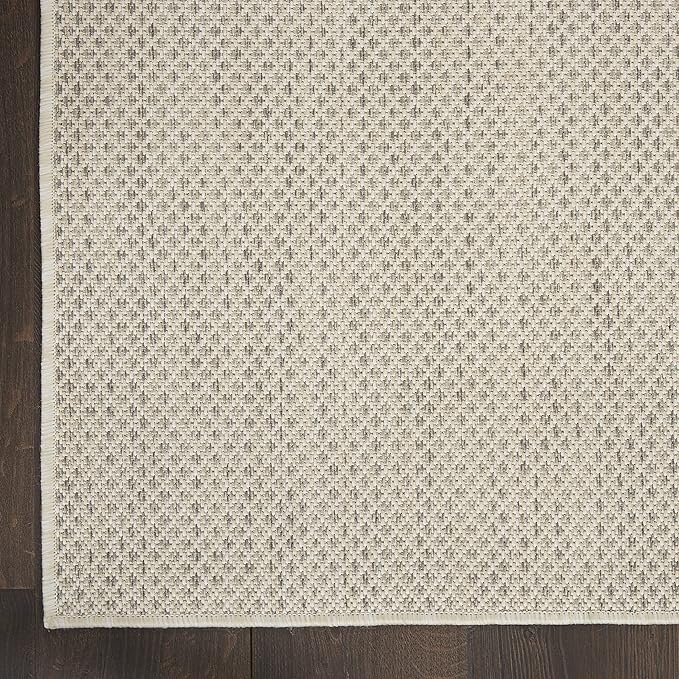 Nourison Home Courtyard Ivory Silver 9' x 12' Area Rug - Easy Clean, Non Shedding, Bed Room, Living Room, Dining Room, Kitchen (9' x 12')