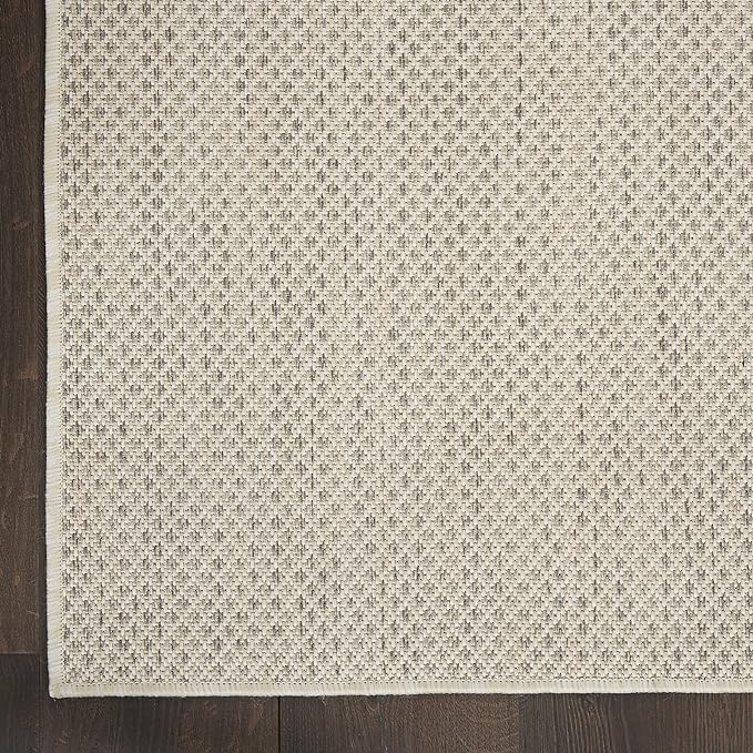 Nourison Home Courtyard Ivory Silver 2'2" x 10' Area Rug - Easy Clean, Non Shedding, Bed Room, Living Room, Dining Room, Kitchen (10' Runner)