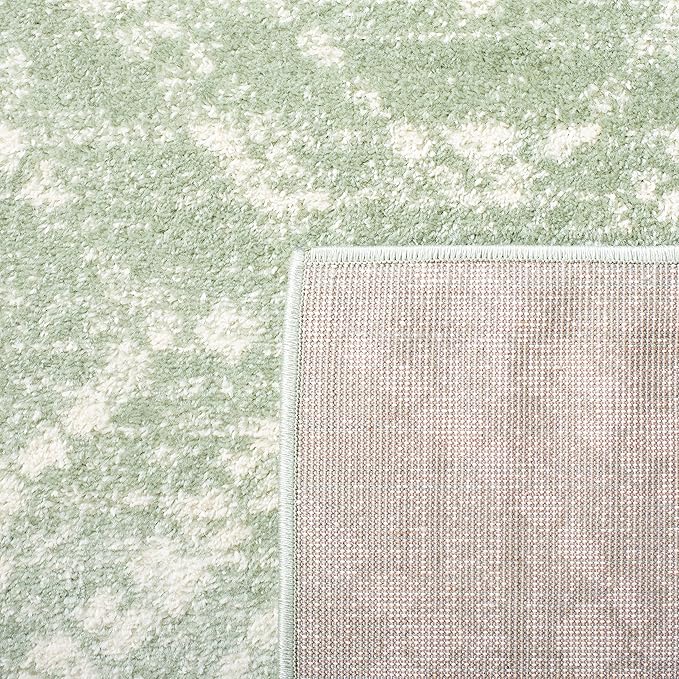 SAFAVIEH Adirondack Collection Area Rug - 6' Square, Green & Ivory, Modern Diamond Distressed Design, Non-Shedding & Easy Care, Ideal for High Traffic Areas in Living Room, Bedroom (ADR131Y)