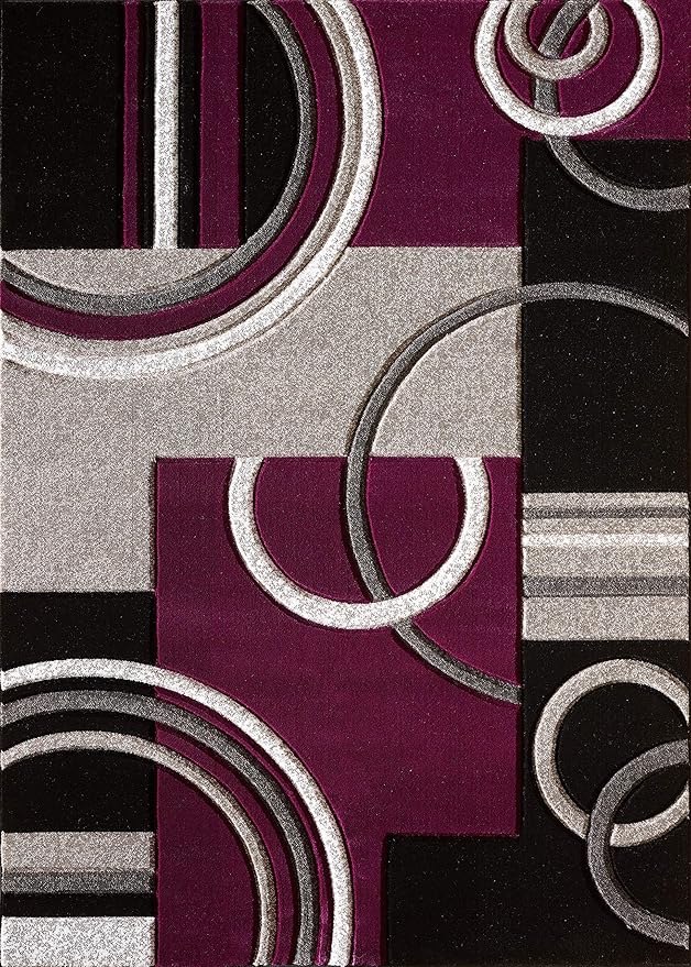 GLORY RUGS Area Rug 2x3 Door Mat Purple Geometric Soft Floor Carpet with Premium Fluffy Texture for Indoor Living Dining Room and Bedroom Area