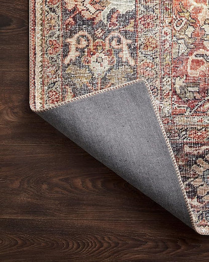 Loloi Layla Collection LAY-02 Spice/Marine 2'-3" x 3'-9" .13" Thick Accent Rug, Soft, Durable, Vintage Inspired, Distressed, Low Pile, Non-Shedding, Easy Clean, Printed, Living Room Rug