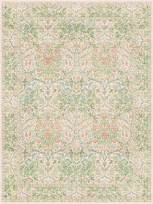 Washable Light Green Rug for Living Room - 9x12 Large Area Rug for Dining Room Under Table, Soft Low Pile Carpet for Bedroom - Vintage Floral, Non-Slip & Stain Resistance (9x12 Beige Green)