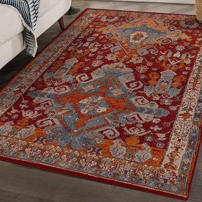 LUXE WEAVERS Moroccan Floral Red 8x10 Area Rug for Living Room