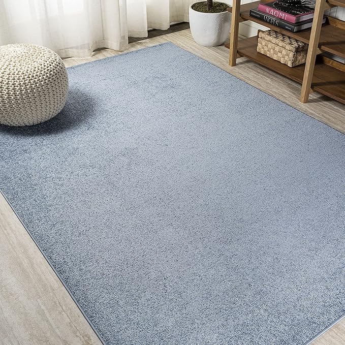 Eyely UES100F-5 Supersoft Haze Solid Low-Pile Indoor Area Rug Casual;Contemporary;Solid;Traditional, Bedroom, Kitchen, Living Room, Easy-Cleaning, Non-Shedding, 5 X 8, Classic Blue