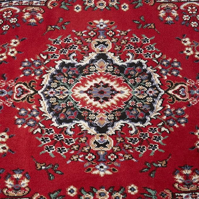 Home Dynamix Premium Sakarya Traditional Medallion Border Area Rug, Claret, 3'7"x5'2" Rectangle