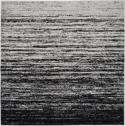 SAFAVIEH Adirondack Collection Area Rug - 8' Square, Silver & Black, Modern Ombre Design, Non Shedding & Easy to Clean, Ideal for Living Room, Bedroom, Office, Dining Space (ADR113A)