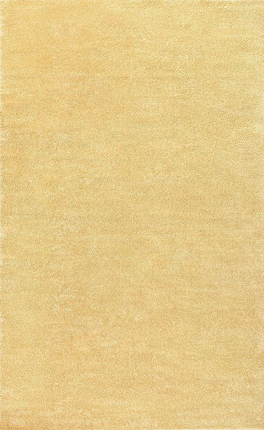 Eyely UES100B-4 Supersoft Haze Solid Low-Pile Indoor Area Rug Casual;Contemporary;Solid;Traditional, Bedroom, Kitchen, Living Room, Easy-Cleaning, Non-Shedding, 4 X 6, Mustard