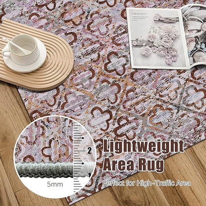 RUGSURE Washable Area Rugs, 8' x 10' - 1/6 Thick - Stain & Water Resistant Non-Slip - Perfect Resistant Rug for Living Room, Bedroom, Nursery, Pet & Child Friendly, Vibrant Colors Rugs, Purple