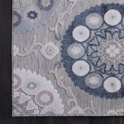 CAMILSON Runner Outdoor Rugs Oriental Retro Traditional Floral Medallion Area Rug 2x10 Non-Shedding Stain Resistant Indoor Carpet for Bathroom Hallway Kitchen Office (2 x 10 / Blue)