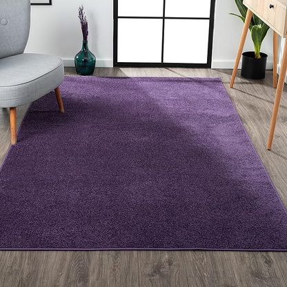 Eyely UES100N-3 Supersoft Haze Solid Low-Pile Indoor Area Rug Casual;Contemporary;Solid;Traditional, Bedroom, Kitchen, Living Room, Easy-Cleaning, Non-Shedding, 3 X 5, Purple