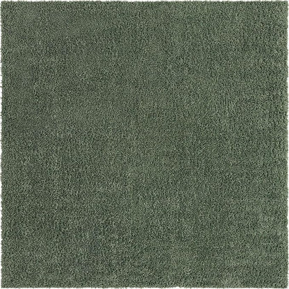 Unique Loom Davos Shag Collection Area Rug - Solid (10' Square, Sage)