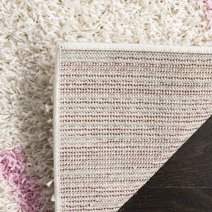 SAFAVIEH Dallas Shag Collection Runner Rug - 2'3" x 14', Ivory & Light Pink, Trellis Design, Non-Shedding & Easy Care, 1.5-inch Thick Ideal for High Traffic Areas in Living Room, Bedroom (SGD257P)