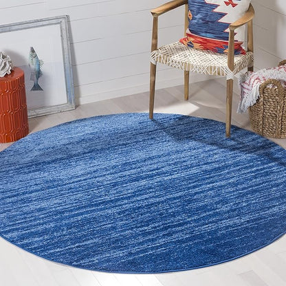 SAFAVIEH Adirondack Collection Area Rug - 10' Round, Light Blue & Dark Blue, Modern Ombre Design, Non Shedding & Easy to Clean, Ideal for Living Room, Bedroom, Office, Dining Space (ADR113F)