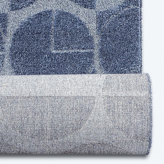 Well Woven Custom Size Hallway & Stair Runner- Harlow Harmony Blue 27 Inches Wide x 4 Feet Long Runner (27" x 4') Runner Rug - Modern Geometric Pattern, Ultra-Soft, Easy-Clean
