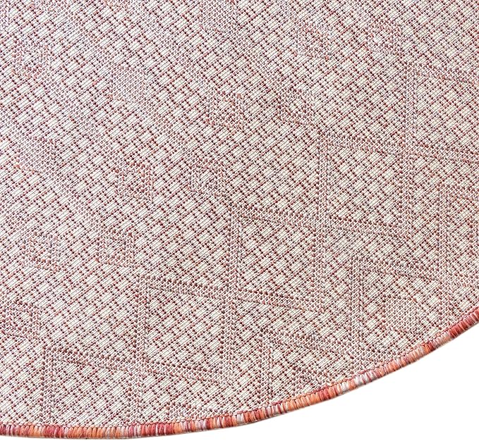 Unique Loom Outdoor Trellis Collection Area Rug - Tribal Trellis (3' 3" x 5' 3" Oval, Rust Red/ Ivory)