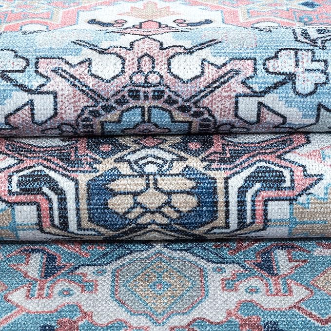 Fame Living Washable Area Rug. Modern Farmhouse. Vintage. Turkish. Bohemian. Distressed. Oriental. Traditional. Rugs for Living Room. Dining. Bedroom. Office. Entryway. Foyer. (861NT, 5' x 6'9")