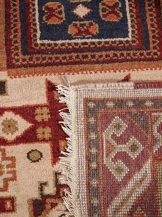 Hand Knotted Wool & Silk ECO-Friendly Oriental Area Rugs - 4'x6', Rectangle Shape, Cream Burgundy Color, Classic Oriental Traditional, Medium Pile Handmade Area Rugs (AF0102)